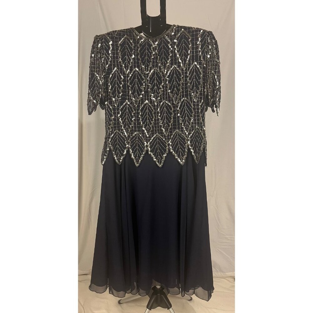 Brilliante Women’s Black Dress Size L Bedazzled Feather Detail Evening Party